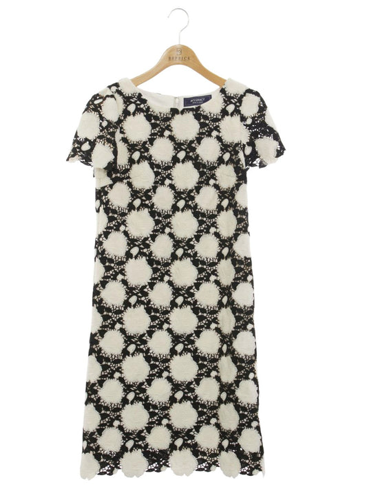 エムズグレイシー 811114 ワンピース 38 ホワイト/ブラック 花 リボン 刺繍 ITGAYETRNAVW