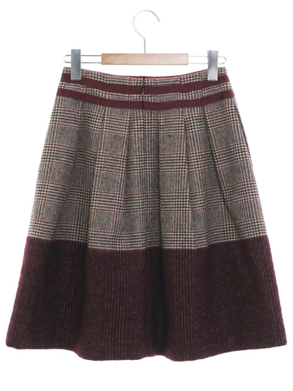 エムズグレイシー 817563 スカート 36 ワインレッド チェック ウール リボン ITTU3U3F7YSE