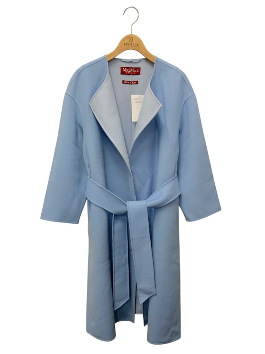 マックスマーラステュディオ Cucito A Mano 601103076 ガウンコート 36 ライトブルー ダブルフェイス ITD0UEQSDT85
