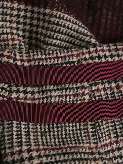 エムズグレイシー 817563 スカート 36 ワインレッド チェック ウール リボン ITTU3U3F7YSE