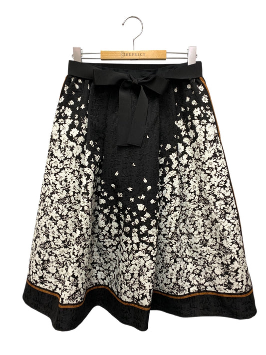 エムズグレイシー 217615 スカート 40 ブラック 小花柄 パネルプリント IT5MGOXTZNMA