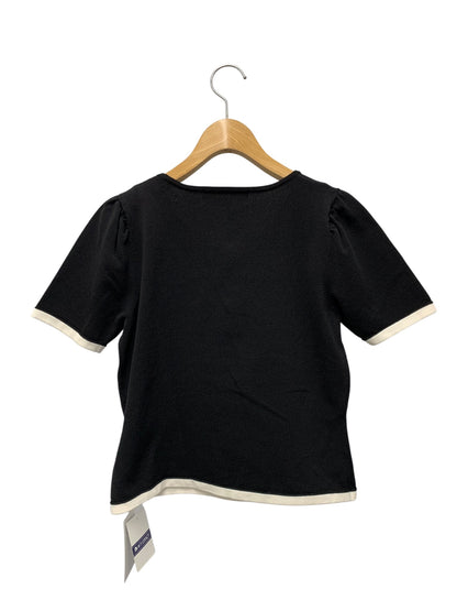 エムズグレイシー 418105 ニット 38 ブラック カメリア リボンブローチ付き ITNBBEWZVHJ4