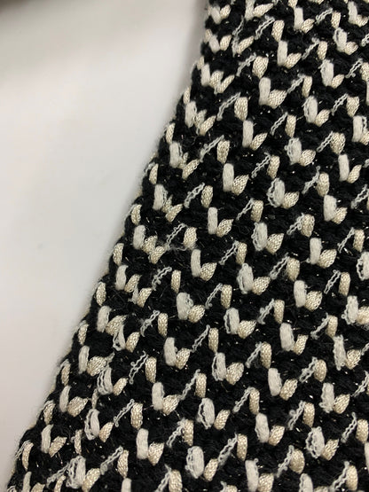 フォクシーブティック Platinum Tweed 35326 ジャケット 38 ブラック ツイード ノーカラー IT02W3T2GIIL