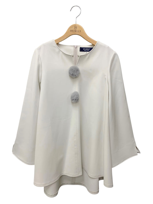 エムズグレイシー フェイクファーポンポンつきジャケット 414509 ブラウス 42 グレー IT77PGCQPCRG