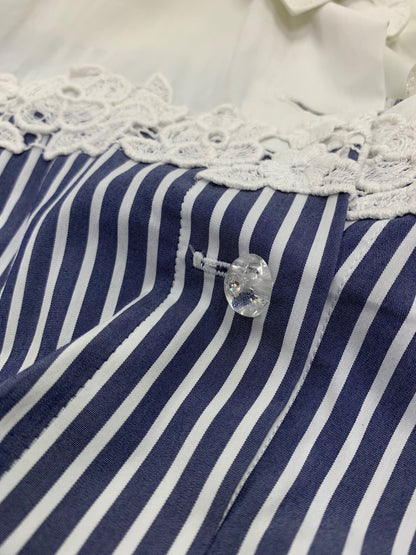 エムズグレイシー Stripe Shirt Dress 811320 ワンピース 38 ネイビー ストライプ ITDC8F4KSQFU