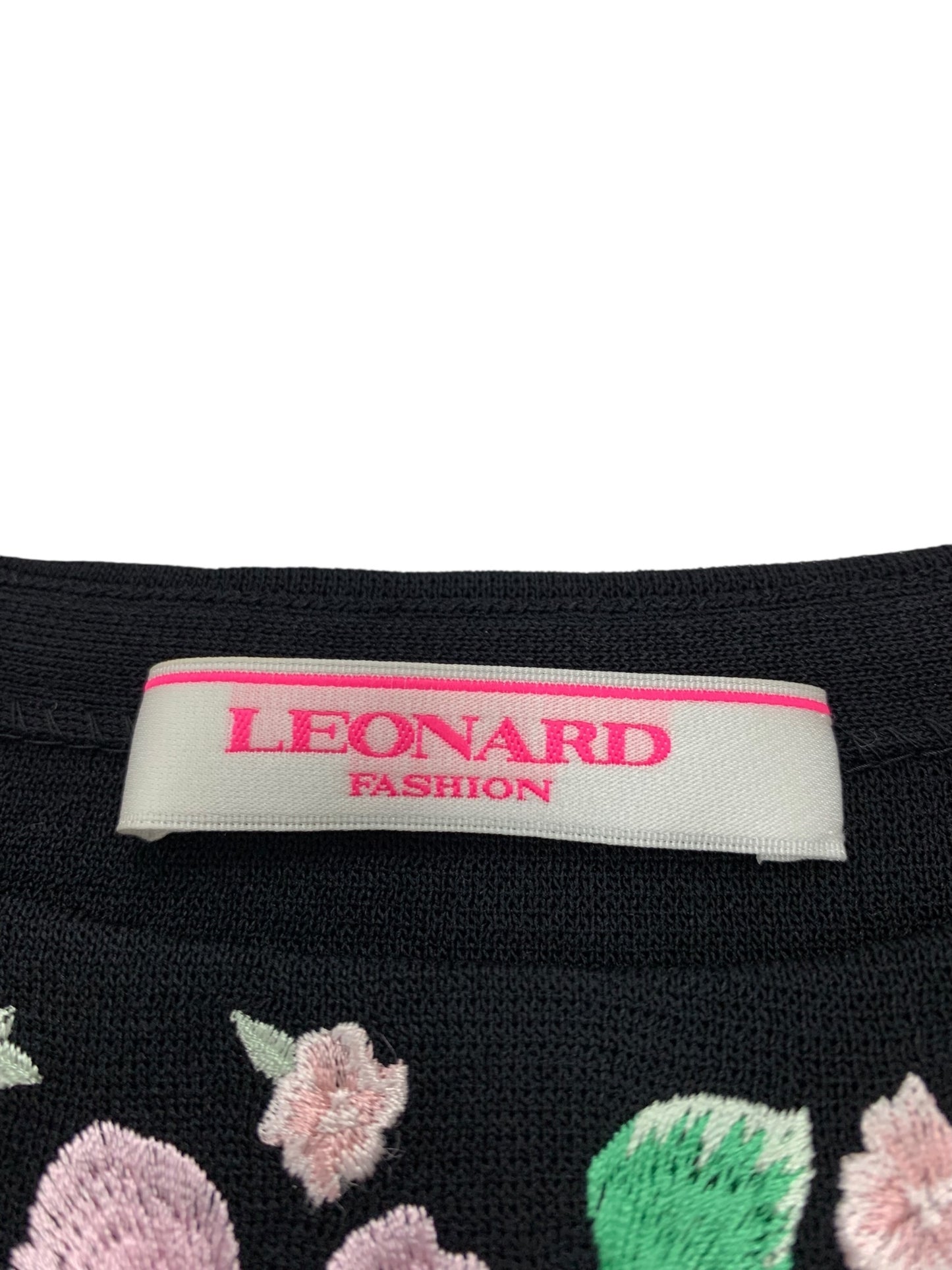 レオナールファッション 0337064 ニット セーター 3 ブラック 刺繍 フラワーモチーフ ITLRKEYJIORR