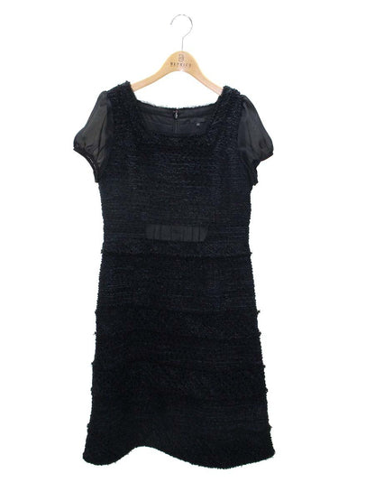 トゥービーシック UME89-939-09 ワンピース 40 ネイビーブラック ティアード ツイード ITBLVOHJPWC8