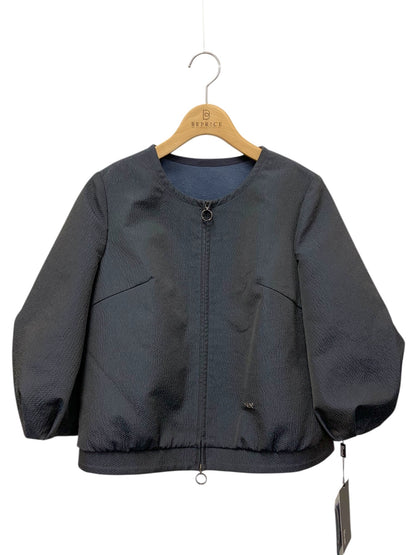 ルネ TISSUE 6523990 ノーカラージャケット 36 ネイビー パフスリーブ IT201OKPCIFQ