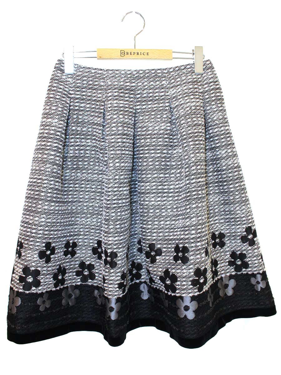 エムズグレイシー Flower Jacquard Skirt 817548 スカート 40 ホワイト/ブラック カメリア ITZ8MSRUT0P8