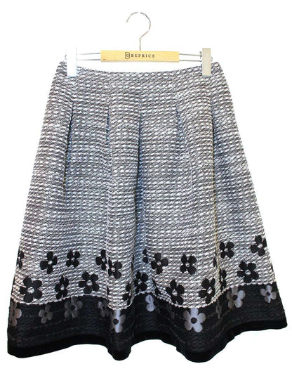 エムズグレイシー Flower Jacquard Skirt 817548 スカート 40 ホワイト/ブラック カメリア ITZ8MSRUT0P8