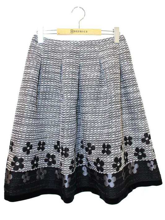 エムズグレイシー Flower Jacquard Skirt 817548 スカート 40 ホワイト/ブラック カメリア ITZ8MSRUT0P8