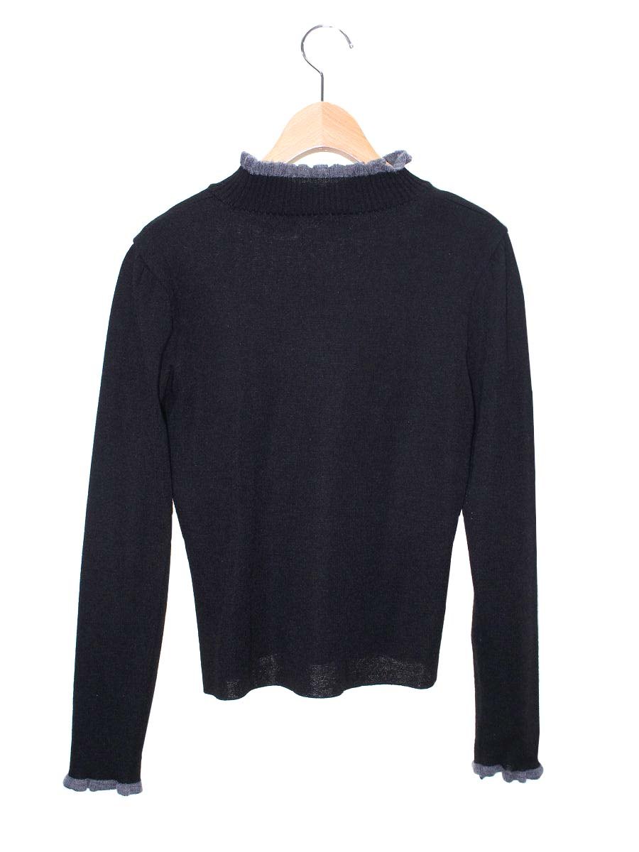 エムズグレイシー 318603 ニット 38 ブラック フラワーモチーフ ハイネック ITYVM12DCQ86