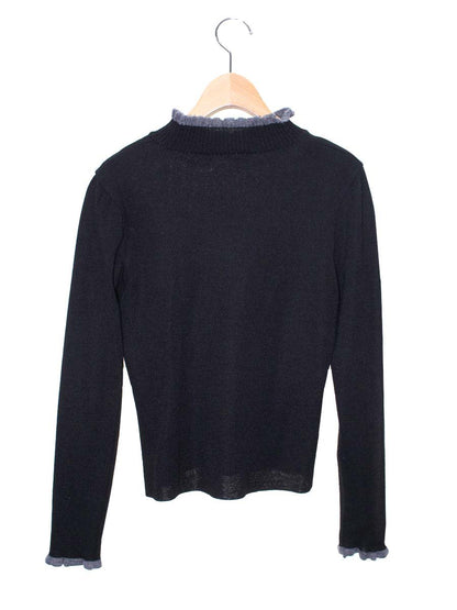 エムズグレイシー 318603 ニット 38 ブラック フラワーモチーフ ハイネック ITYVM12DCQ86