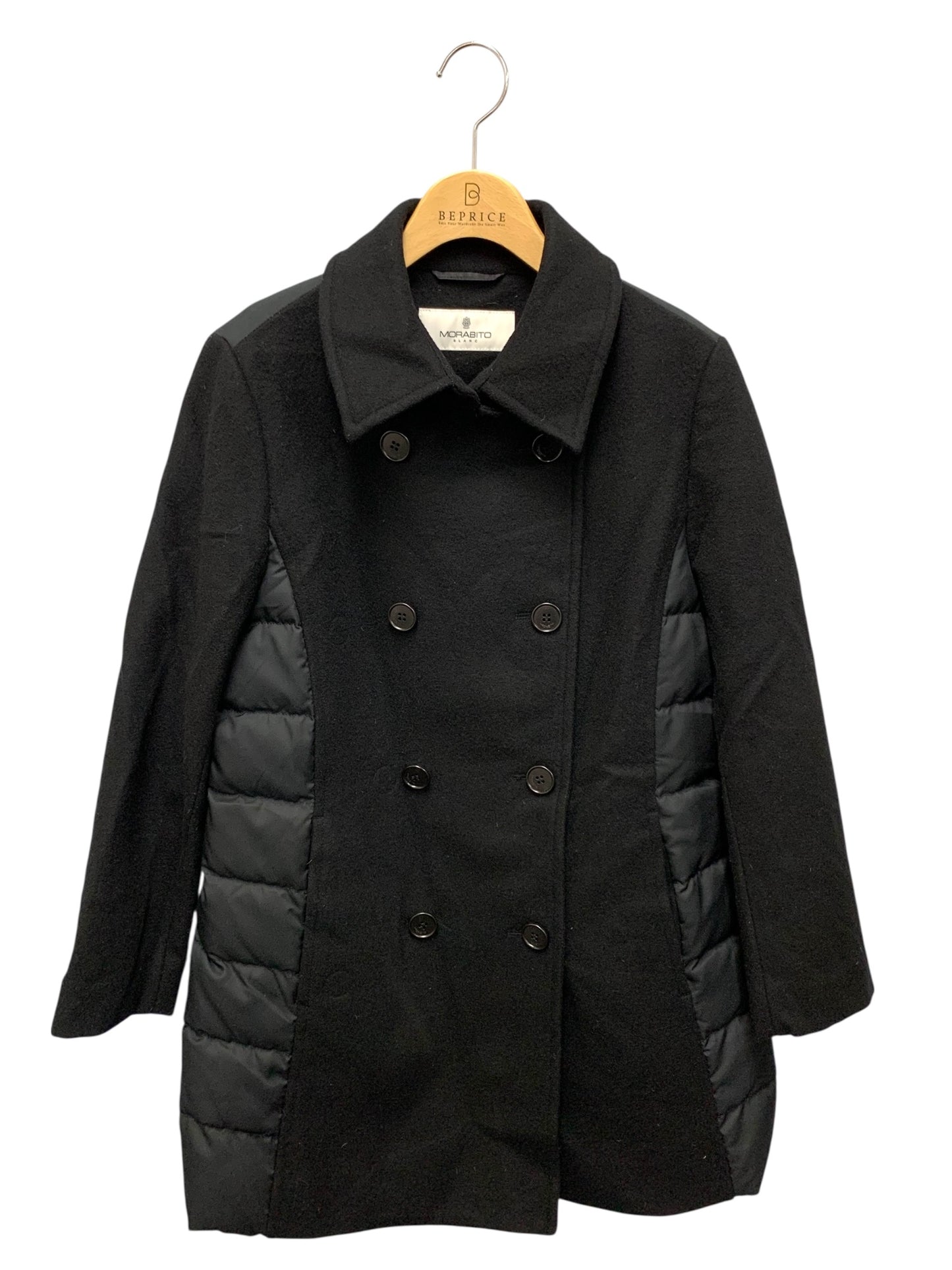モラビト 2185-31502 ピーコート 38 ブラック ウール ナイロン IT51K9RSE88G