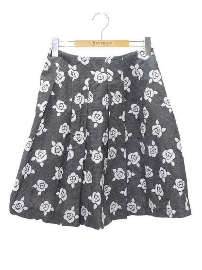 エムズグレイシー 727142 スカート 38 グレー バラモチーフ フレア ITOVRCKYMOCY 【SALE】