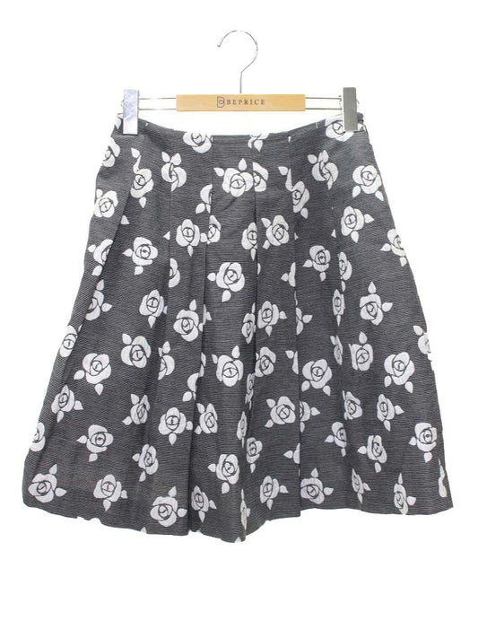 エムズグレイシー 727142 スカート 38 グレー バラモチーフ フレア ITOVRCKYMOCY 【SALE】