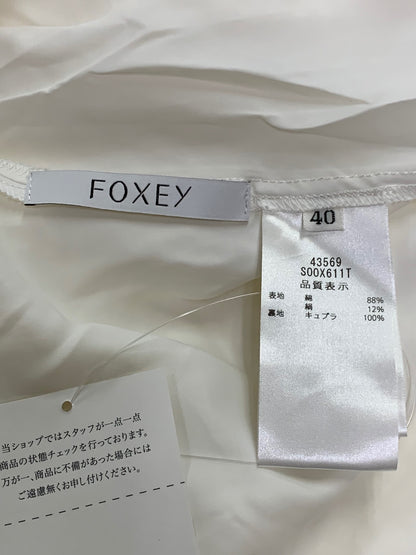 フォクシーブティック 43569 ワンピース 40 ホワイト シアサッカー パフスリーブ IT5T6KJB9X28