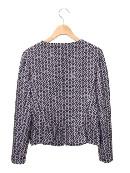 エムズグレイシー 114505 ジャケット 38 ピンク/ブラック ノーカラー ジップアップ フラワーモチーフ ITON5XXFJ2GS