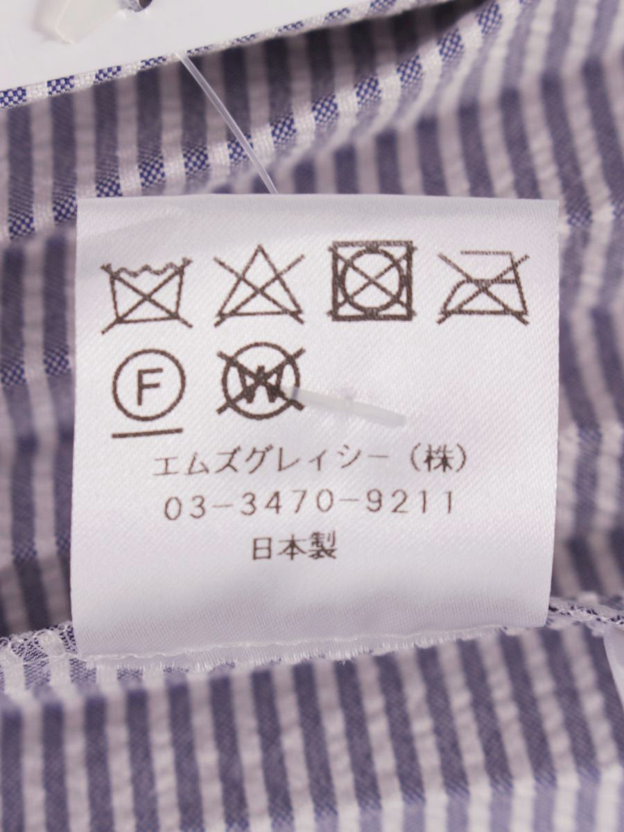 エムズグレイシー ストライププリーツスカート 417316 38 ブルー ITC47049GWK4