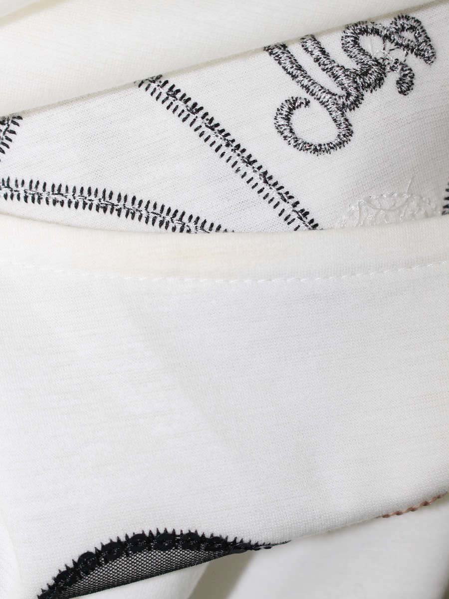 エムズグレイシー 115502 Tシャツ カットソー 40 ホワイト シフォン袖 切替 カメリアリボンモチーフ ITCMXFRRJ7VV