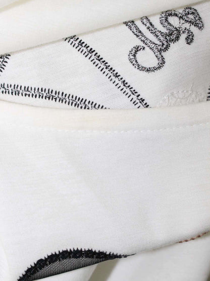 エムズグレイシー 115502 Tシャツ カットソー 40 ホワイト シフォン袖 切替 カメリアリボンモチーフ ITCMXFRRJ7VV