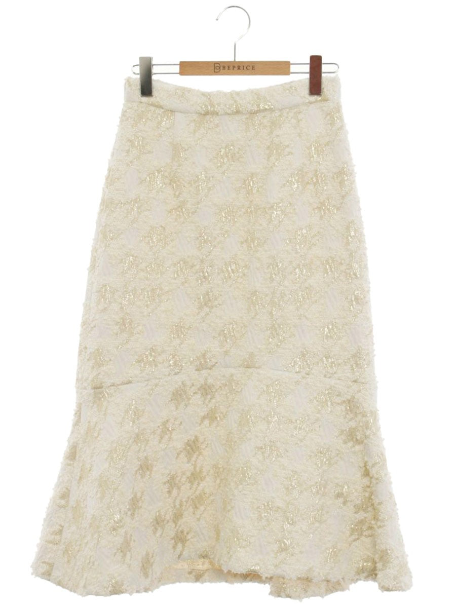 グレースコンチネンタル ラメ千鳥マーメイドスカート 0121421050-00 36 ベージュ/ゴールド IT4A8DTFT6D4