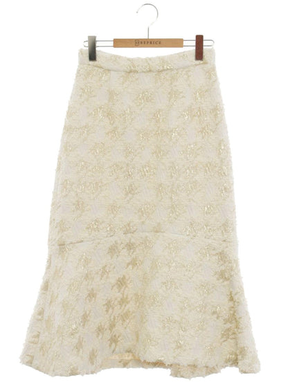 グレースコンチネンタル ラメ千鳥マーメイドスカート 0121421050-00 36 ベージュ/ゴールド IT4A8DTFT6D4