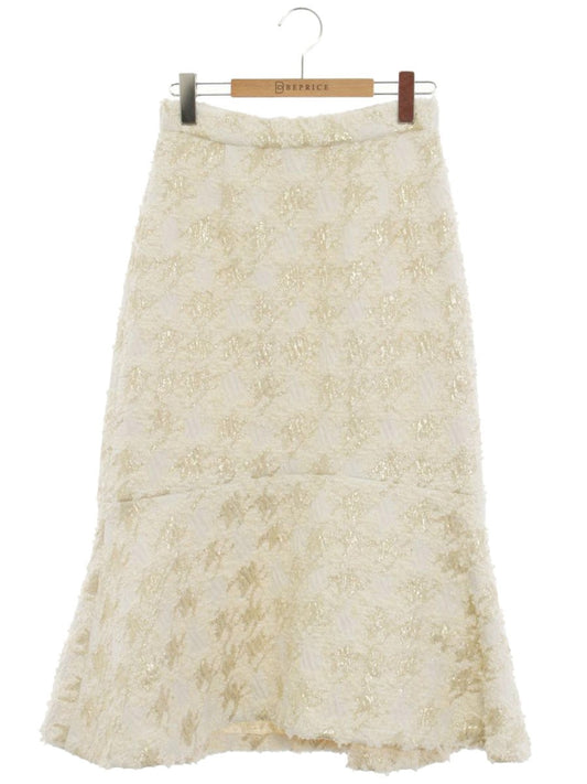 グレースコンチネンタル ラメ千鳥マーメイドスカート 0121421050-00 36 ベージュ/ゴールド IT4A8DTFT6D4