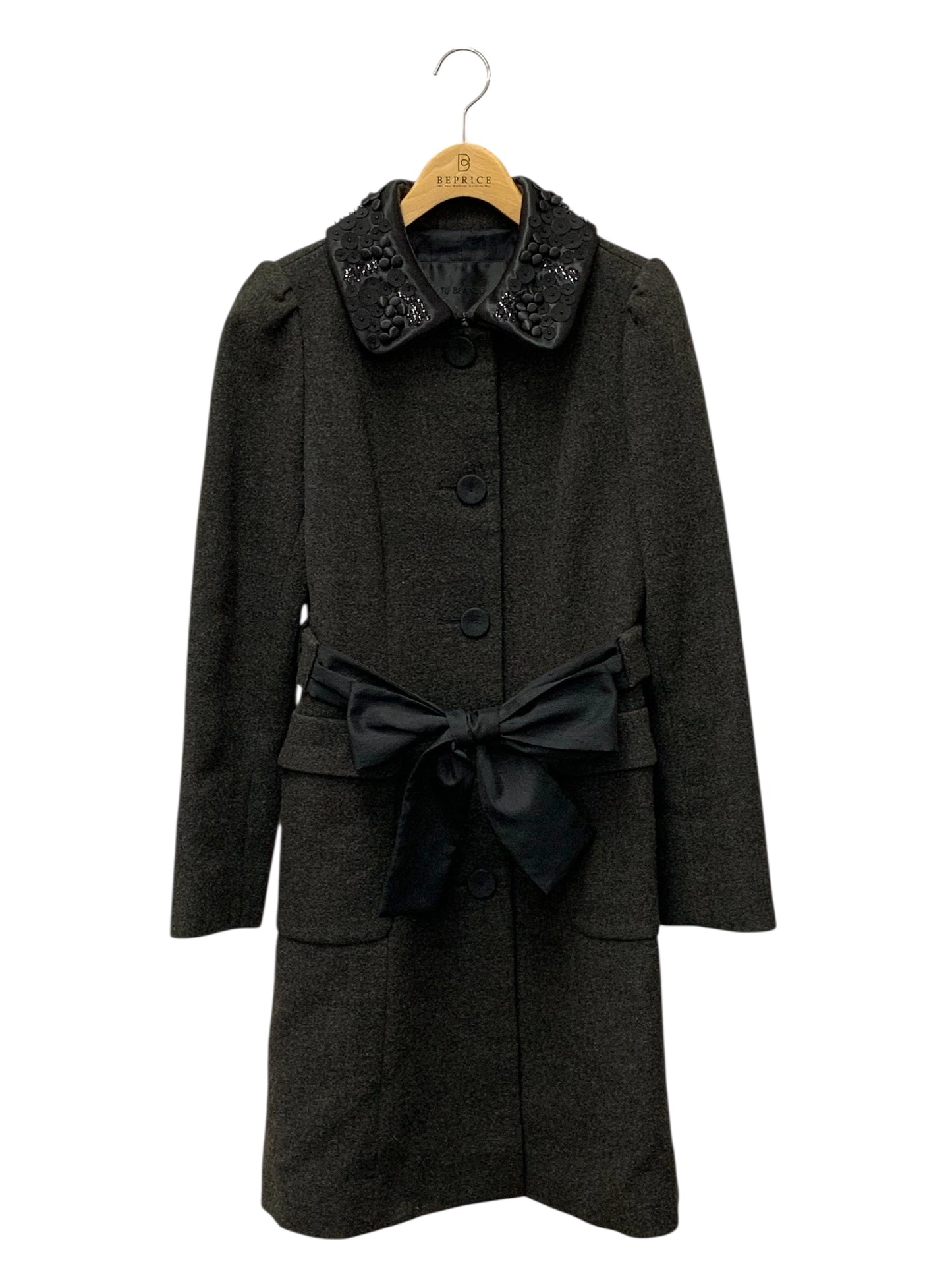 トゥービーシック UWF82-820-08 コート 40 グレー 襟ビジュー ウール ITM61REFKYQ6