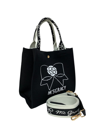 エムズグレイシー リボンコサージュ柄ニット 494523 トートバッグ ブラック ITT19FKBXFKG