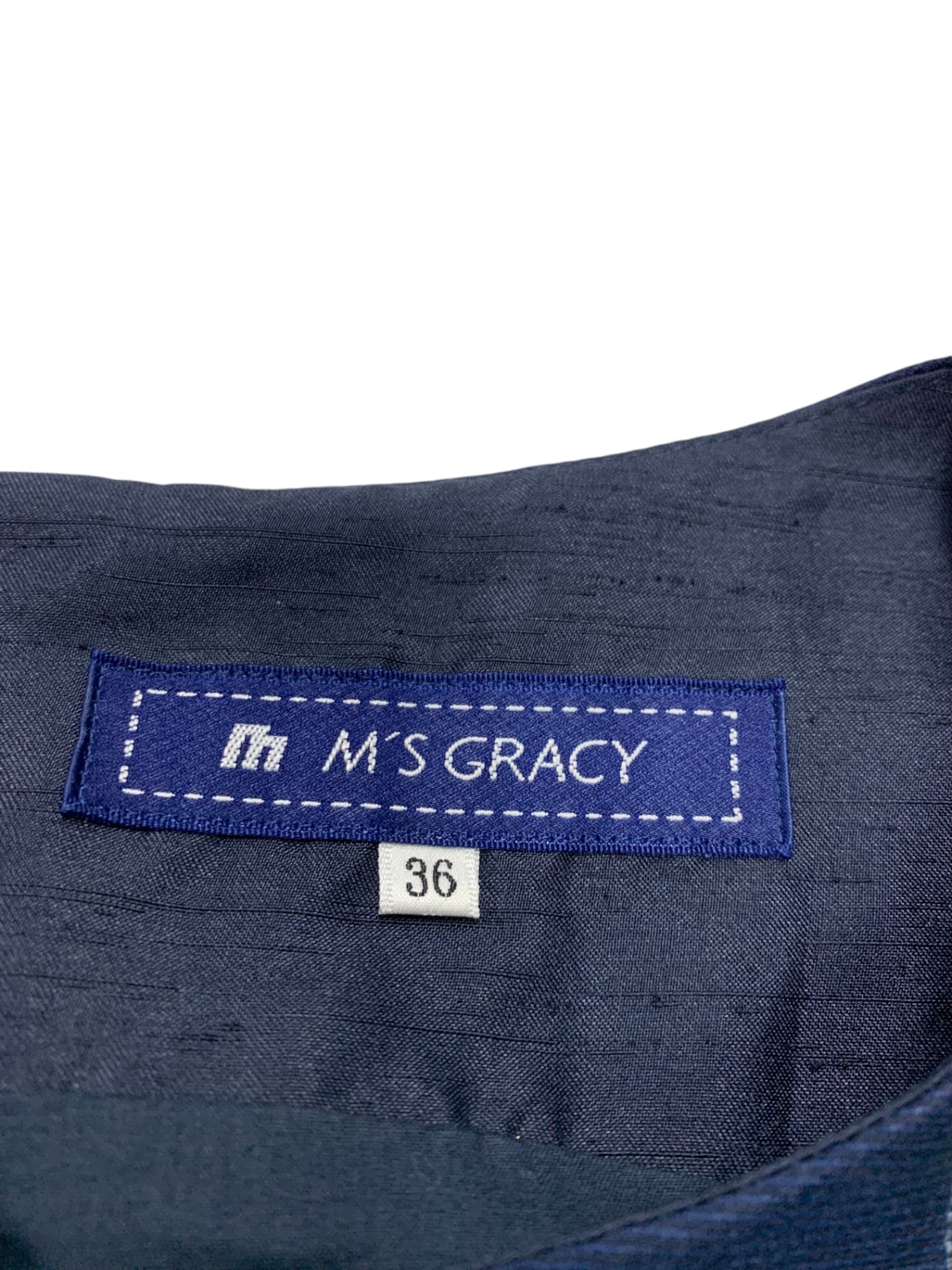 エムズグレイシー 721135 ワンピース 36 ネイビー モヒート柄 ITL98GK5DGOO