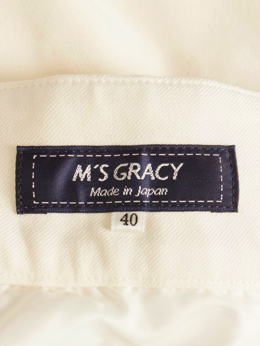 エムズグレイシー 217607 スカート 40 アイボリー フロントボタン Aライン ITLSCSP2OQ9J