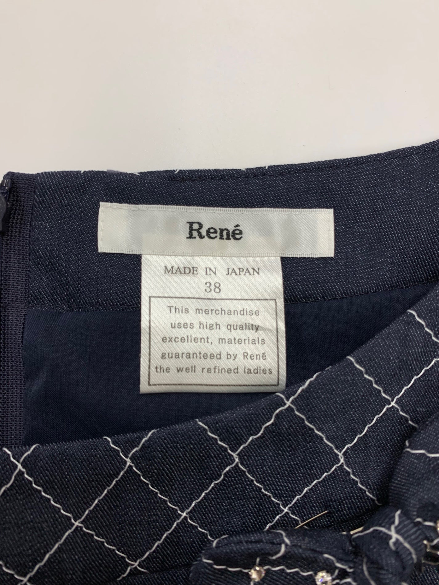 ルネ 6926240 ワンピース 38 ネイビー デニム風 ホワイトステッチ IT22YRLR9UWO