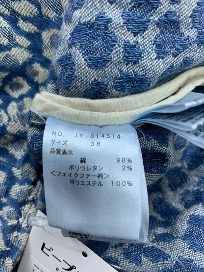 エムズグレイシー 014514 ジャケット 38 ブルー フェイクファー付き レオパード柄 IT73ODFVFBGM