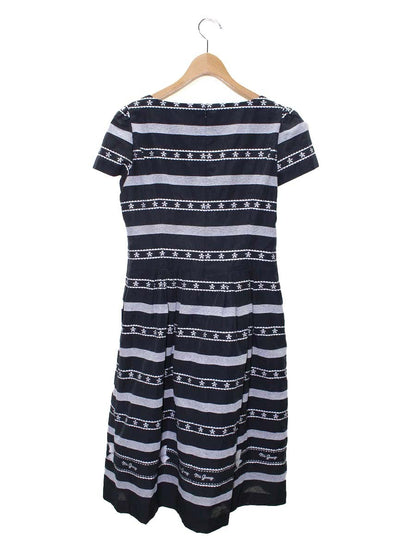 エムズグレイシー フラワーxリボン入りボーダージャガードワンピース 311302 40 ダークグレー IT0SBC2ASR9Y