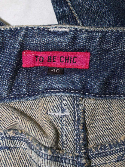 トゥービーシック W5R01-410-29 デニムパンツ 40 ブルー スパンコール フラワー フレア IT7QVKT4PI4W