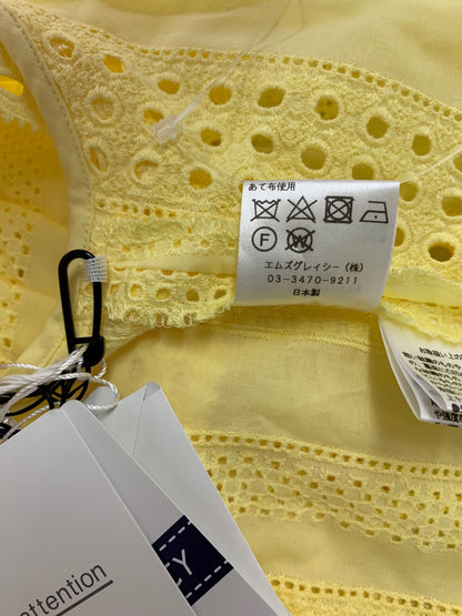エムズグレイシー 720308 ブラウス 38 イエロー カットワーク バックジップ IT177GC1B2F8