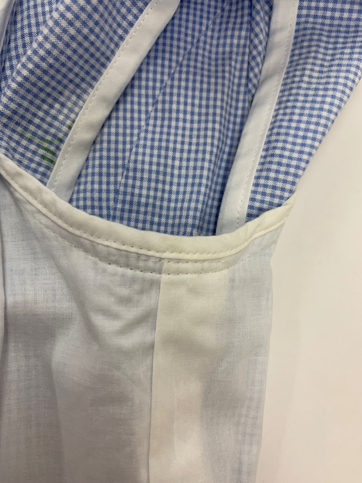 エムズグレイシー 011325 ワンピース 36 ブルー チェック柄 フラワーモチーフ IT1QPR3DTHD0 【SALE】