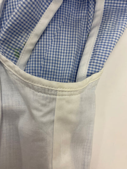 エムズグレイシー 011325 ワンピース 36 ブルー チェック柄 フラワーモチーフ IT1QPR3DTHD0 【SALE】