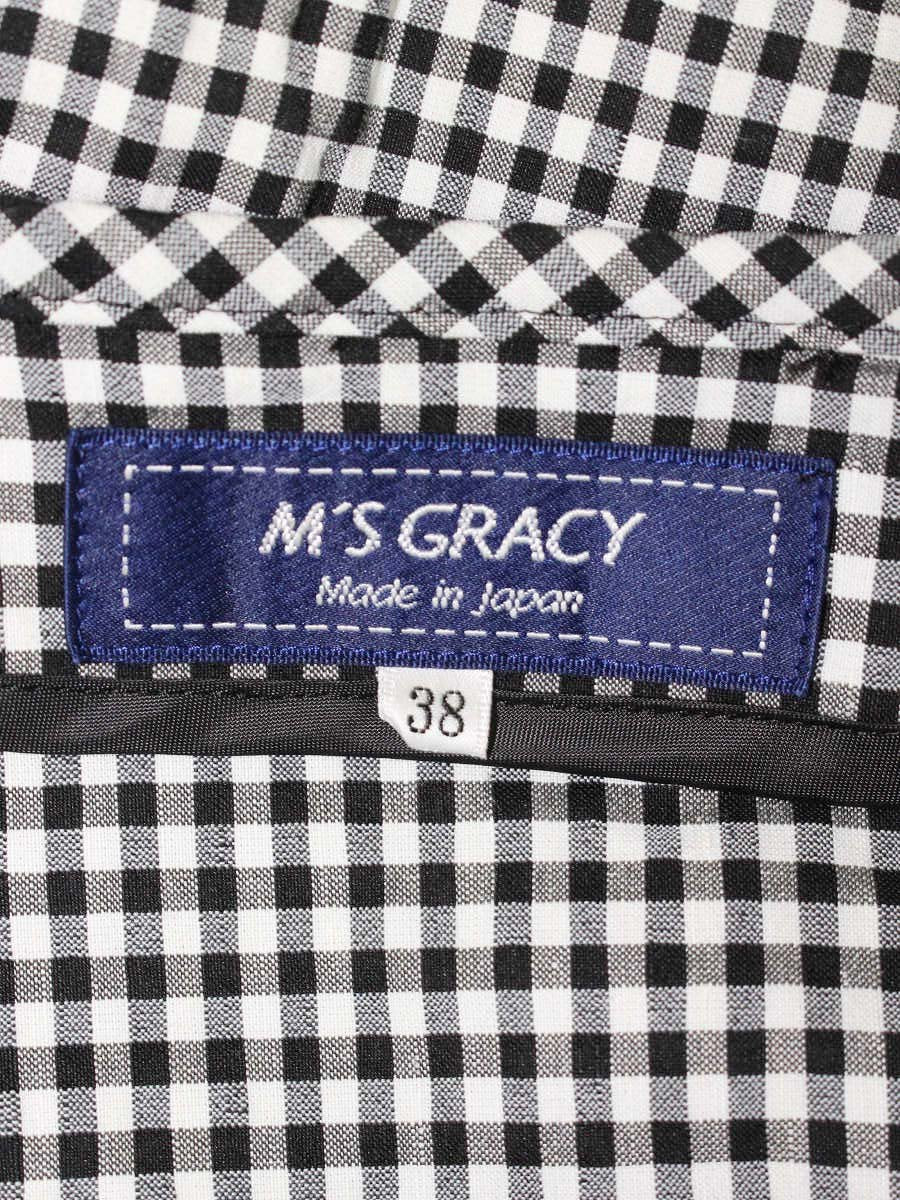 エムズグレイシー 119103 ジャケット 38 ブラック ギンガムチェック ジップアップ ITX9VYR0Z83E