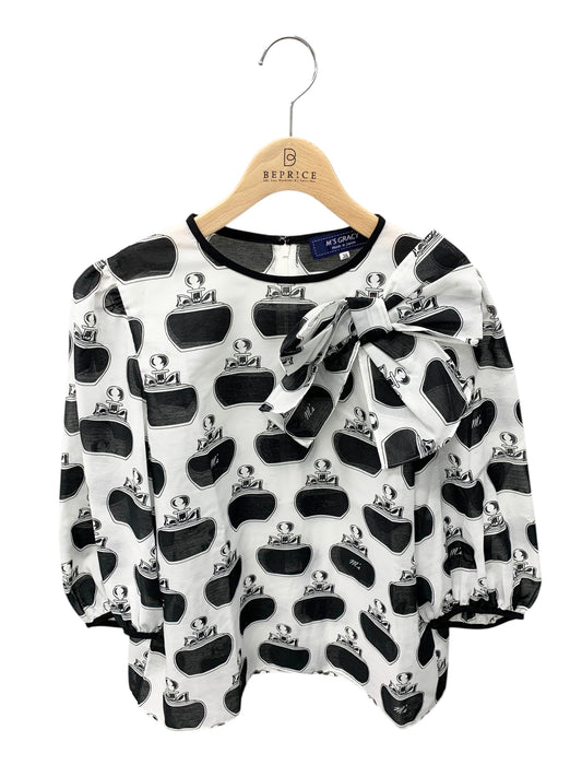 エムズグレイシー 810102 ブラウス 38 ホワイト 香水柄 ITWRH07DILAV