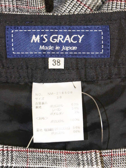 エムズグレイシー 216508 パンツ 38 グレー チェック柄 ワイド ITR3ZQ8YDQ9K