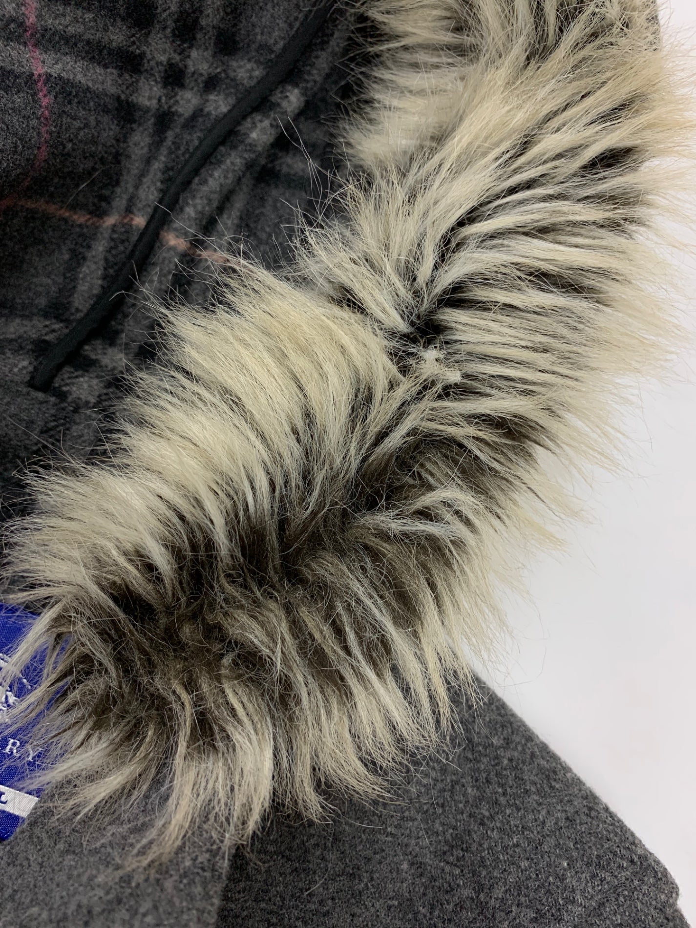 バーバリーブルーレーベル FNF37-765-07 ダッフルコート 36 グレー 2way フェイクファー ITWYH6IJMMFS