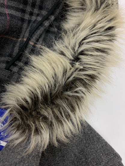 バーバリーブルーレーベル FNF37-765-07 ダッフルコート 36 グレー 2way フェイクファー ITWYH6IJMMFS
