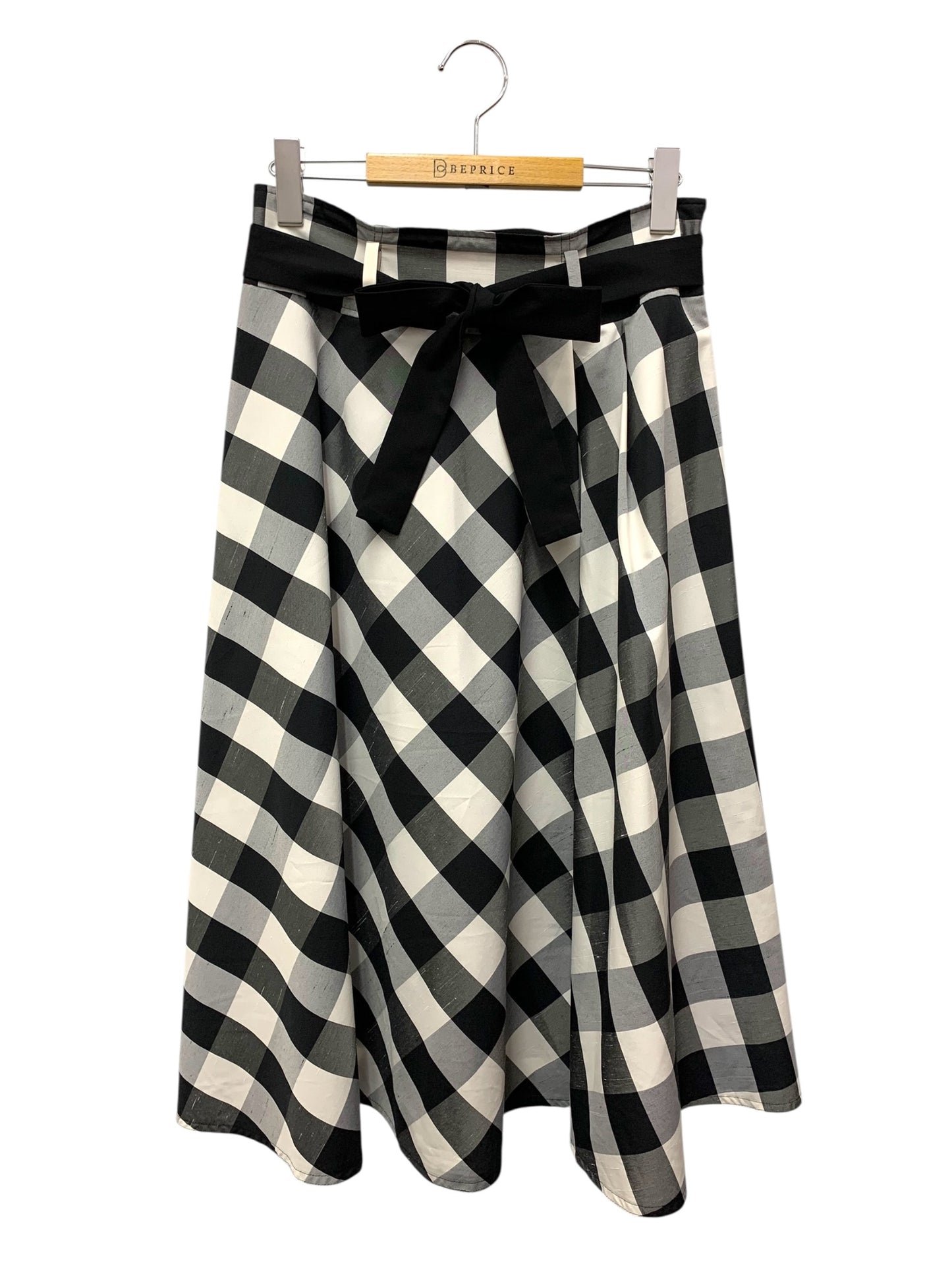 エムズグレイシー 217313 スカート 40 ブラック チェック フレア ITYDNJL9ML78