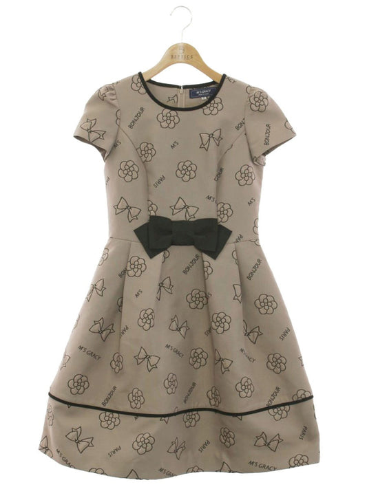 エムズグレイシー 011503 ワンピース 36 ベージュ カメリアモチーフ ITYBDMB1MGWG