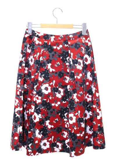 トゥービーシック W5S08-442-19 スカート 40 レッド ペイント 花柄 フレアー IT6I5EHKDJ6A 【SALE】