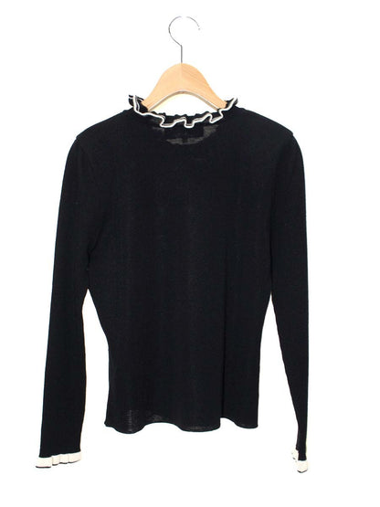 エムズグレイシー 配色フリルニット 218526 40 ブラック ITI4QMNJHCMW