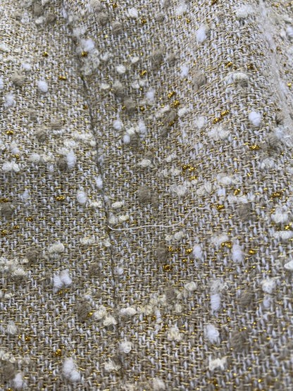 グレースコンチネンタル 04117901-3 ジャケット  36 ベージュ ノーカラー ツイード パール ラメ フリル ITLTUYD0X2BG 【SALE】