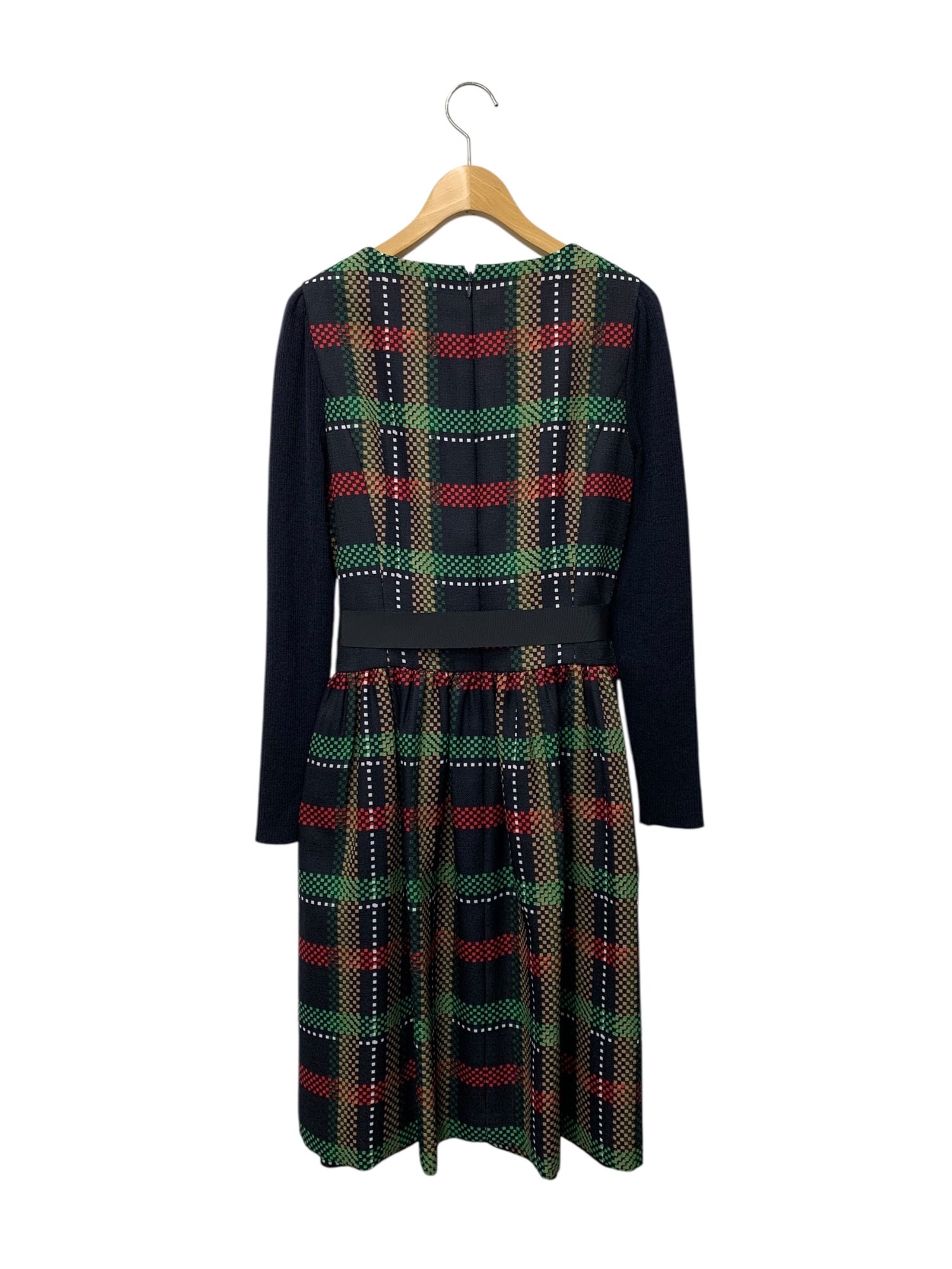 エムズグレイシー トラッドチェックワンピース 111608 38 ネイビー